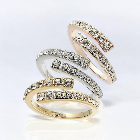 INC Stackable Crystal Bypass Ring Set - Picture 3 of 3